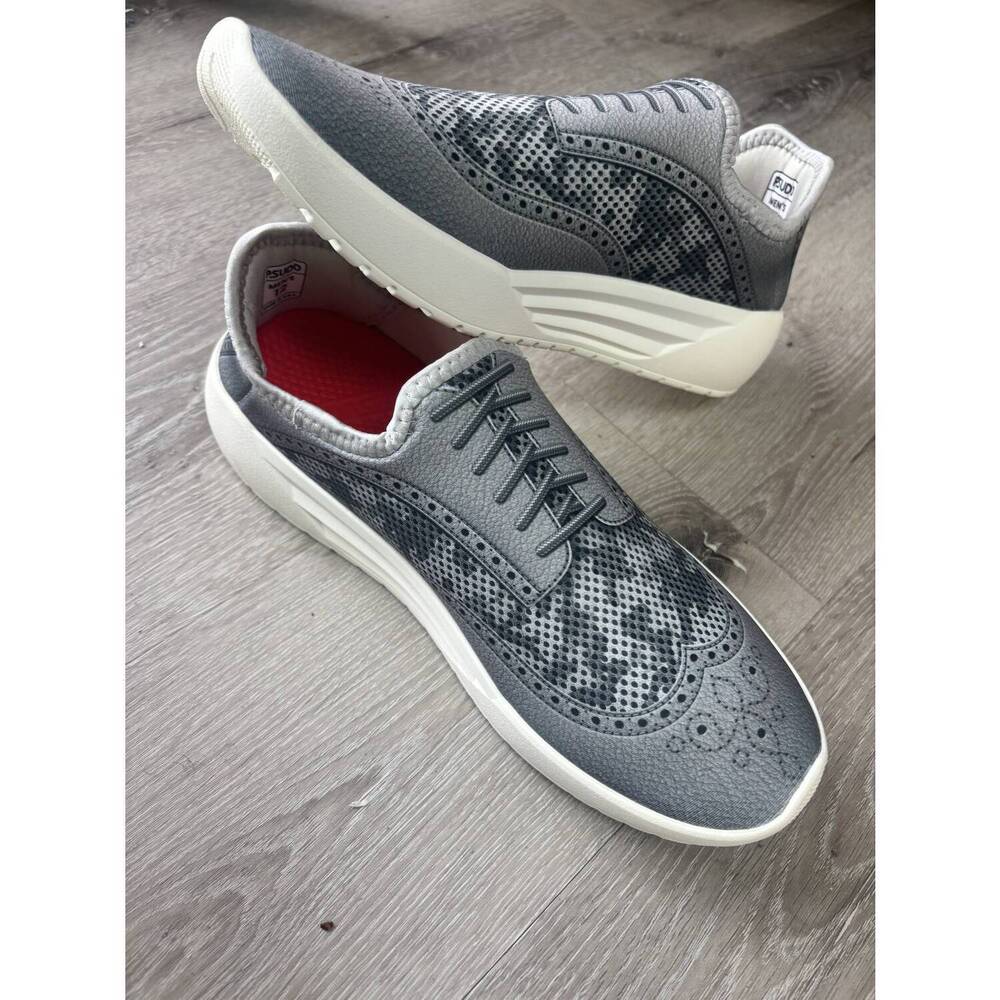 NEW PSUDO men's court wingtip sneaker in grey camo